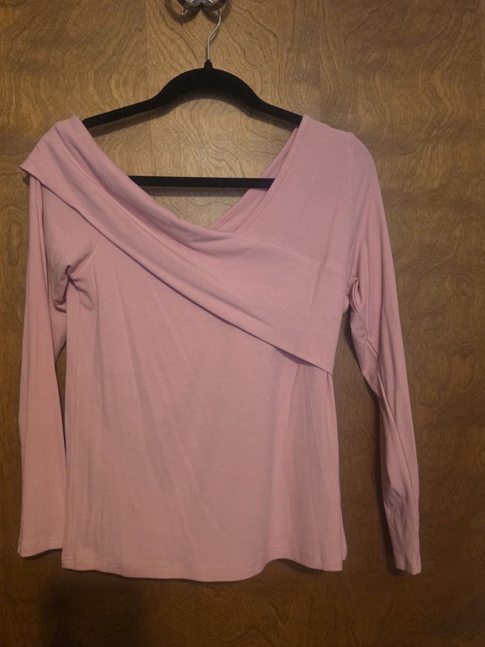 Women's Off-Shoulder Long Sleeve Top - Pink